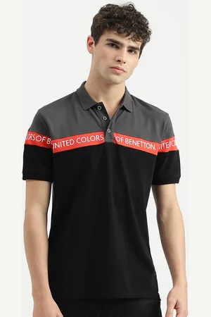 Benetton Colourblocked Polo Collar Pure Cotton T-shirt