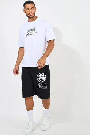 Styli Men House of Dragon Graphic Printed Oversized Terry Shorts