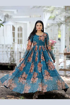 Kalini Floral Print Georgette Maxi Dress