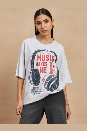 Color Capital Women Typography Printed Round Neck Cotton Oversized T-shirt