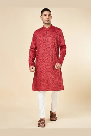 Pantaloons Geometric Printed Mandarin Collar Straight Kurta