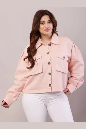 NoBarr Women Plus Size Spread Collar Solid Cotton Casual Tailored Jacket