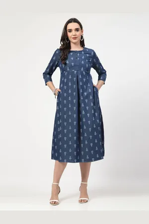 Cosmic Women Printed Denim A-Line Dress
