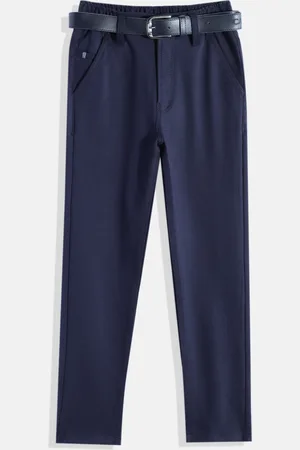 CAVIO Boys Wrinkle Free Chambray Trousers With Belt