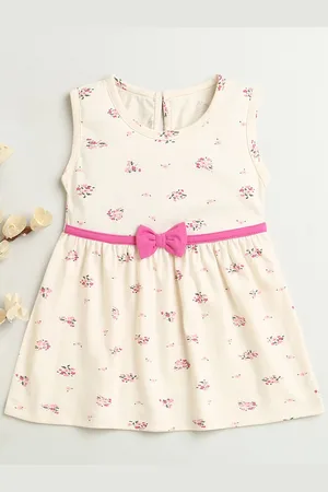 BUMZEE Girls Floral Printed Cotton A-Line Dress