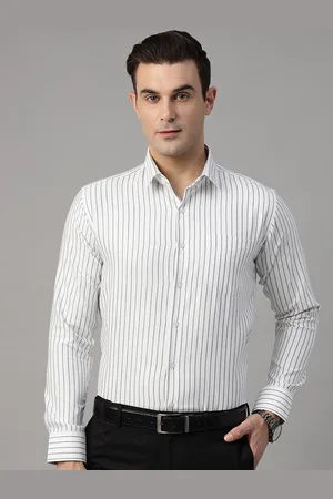 HANCOCK Men Standard Slim Fit Opaque Striped Wrinkle Ressistant Formal Shirt