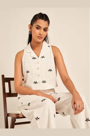Pantaloons Cotton Lapel Collar Shirt Style Top