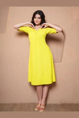PURVAJA Women V-Neck A-Line Midi Dress