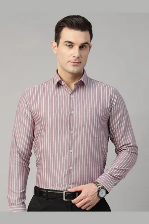 HANCOCK Men Standard Slim Fit Opaque Striped Wrinkle Ressistant Formal Shirt