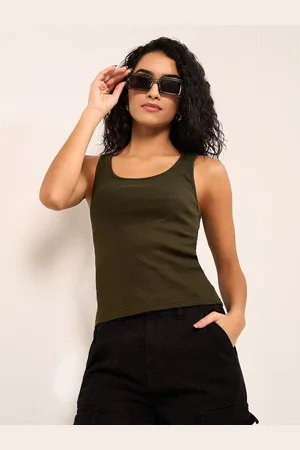 PEOPLE Women Round Neck Ribbed Tank Top