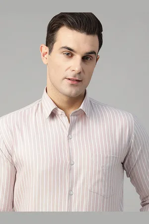HANCOCK Men Standard Slim Fit Opaque Striped Wrinkle Ressistant Formal Shirt