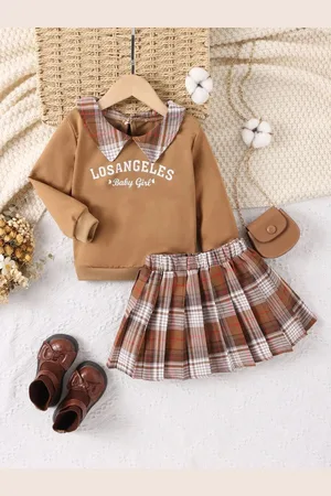 YK Girls Printed Top With Skirt Clothing Set