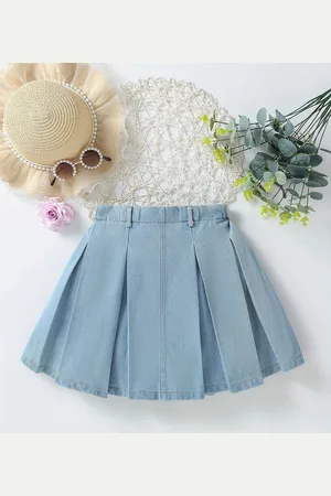 YK Girls Denim A-Line Knee Length Skirt