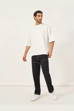 Styli Men Contrast Stitch Detail Cotton Twill Relaxed Fit Chinos