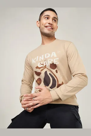PEOPLE Men Typography Printed Pure Cotton Pullover Sweatshirt