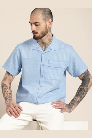 HERE&NOW Short Sleeves Seersucker Opaque Casual Shirt