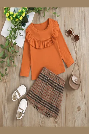 YK Girls Long Sleeve Top & Skirt Clothing Set