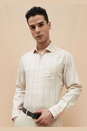Lifestyle Men Slim Fit Spread Collar Windowpane Checked Cotton Casual Shirt