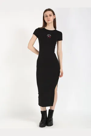 Tommy Hilfiger Brand Logo Slits Bodycon Dress