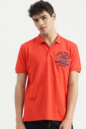 Benetton Typography Embroidered Polo Collar Pure Cotton T-shirt