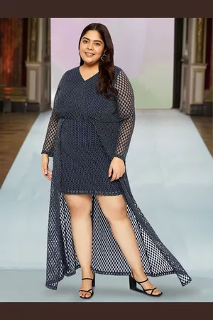 wild U Women Self Design Plus Size Bodycon Above Knee Dress