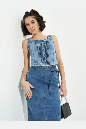 Pantaloons Cotton Sleeveless Denim Top