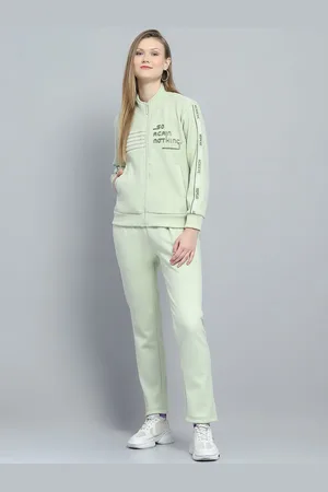 Monte Carlo Women Printed Mid-Rise Mock Collar Tracksuits