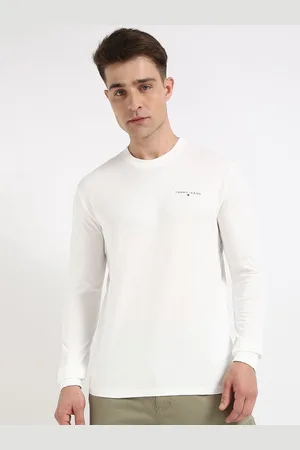 Tommy Hilfiger Men fashion Solid Typography Printed Long Sleeves Slim Fit Cotton T-shirt