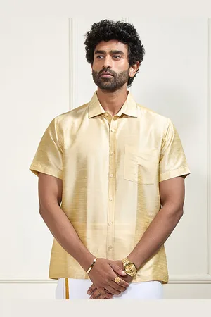 Vastramay Men Beige Regular Fit Solid Casual Shirt