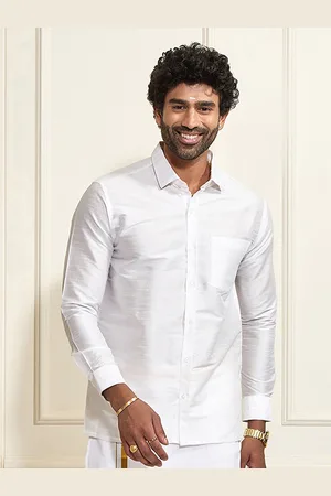 Vastramay Men White Classic Casual long sleeve Shirt