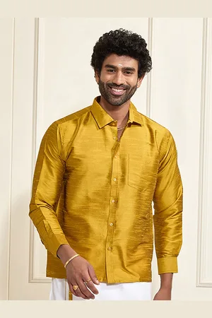 Vastramay Men Mustard Yellow Premium Casual Shirt