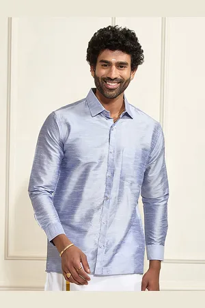 Vastramay Men Lavender Solid Premium Silk Blend Casual Shirt