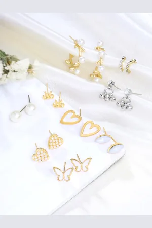 Yellow Chimes Women Pack Of 6 Contemporary Studs Earrings