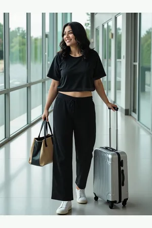 BlissClub Women Move All Day Plus Size Relaxed-Fit Pure Cotton Trackpants