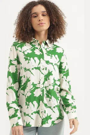 Benetton Women Spread Collar Floral Printed Casual Shirt