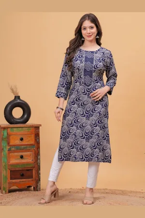 DRESSAR Abstract Printed Round Neck Straight Kurta