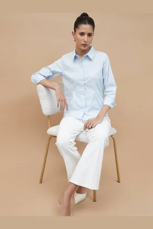 Lifestyle Women Cutaway Collar Solid Cotton Formal Shirt