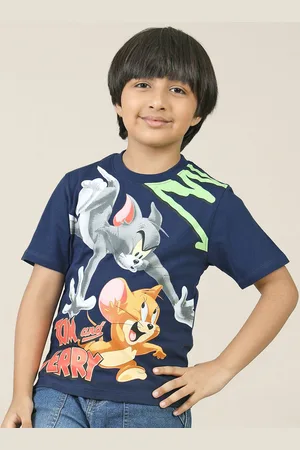 Kidsville Boys Tom & Jerry Graphic Printed Round Neck Cotton T-shirt