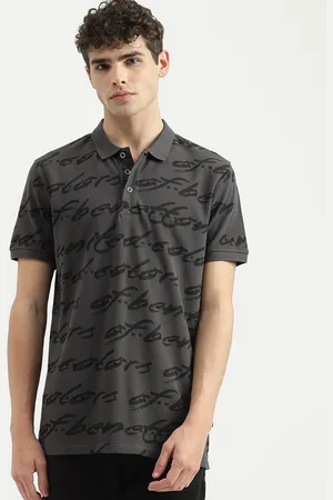Benetton Typography Printed Polo Collar Pure Cotton T-shirt