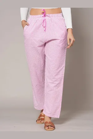 STYLE SHOES Women Striped Cotton Trousers