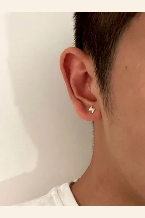 GoldNera Mens 925 Sterling Silver Quirky Shaped Minimal Studs