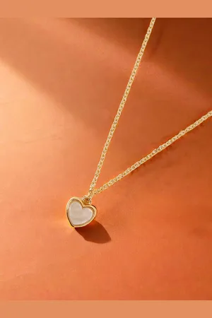 Accessorize Gold-Plated Moonstone Studded Heart Shaped Pendant with Chain