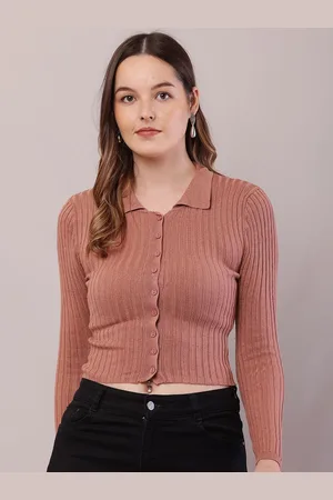 NoBarr Women Shirt Collar Front-Open Sweater