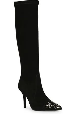 SAINT G. Women Studded Stretch Suede Stiletto Long Winter Boots