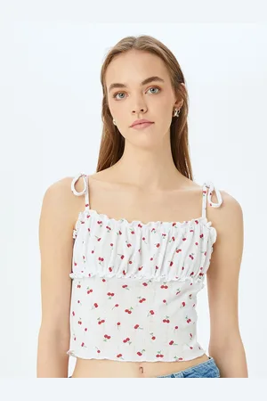 Koton Women Floral Printed Shoulder Straps Crop Top
