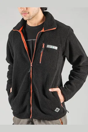Bombay Trooper Men Mock Collar Solid Fleece Casual Tailored Jacket