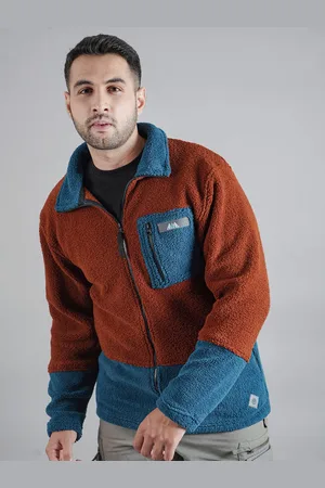Bombay Trooper Men Spread Collar Colourblocked Fleece Sports Tailored Jacket