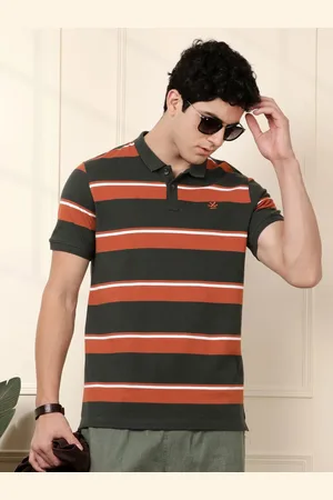 WROGN Men Striped Polo Collar Cotton T-shirt
