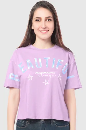 JULIET Women Typography Printed Round Neck Cotton Relaxed Fit T-shirt