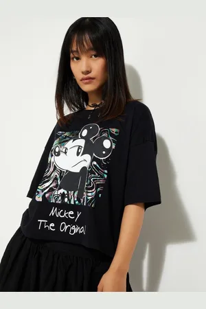 Max Collection URB_N Women Mickey Mouse Print Boxy Fit T-shirt